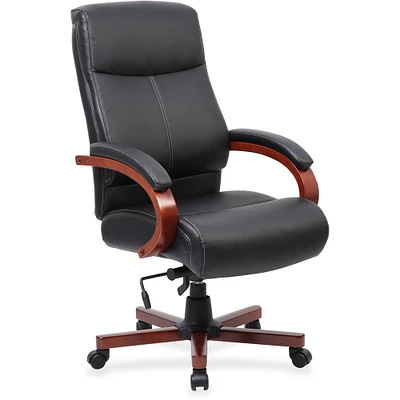 Lorell High Back Executive Chair, 27" x 31" x 47", Black/Cherry