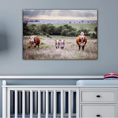 Hereford cow nursery wall art, ranch style home decor, large cow canvas, cattle photo, western living room decor