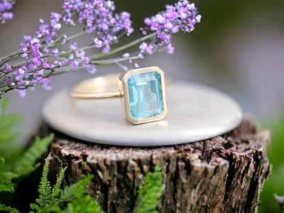Cremation Ring for Ashes • The “Lisa” Ring • Emerald Cut Cremation Ring for Ashes