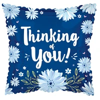 Blue Daisies Thinking of You 18" Square Foil Balloon, 1ct