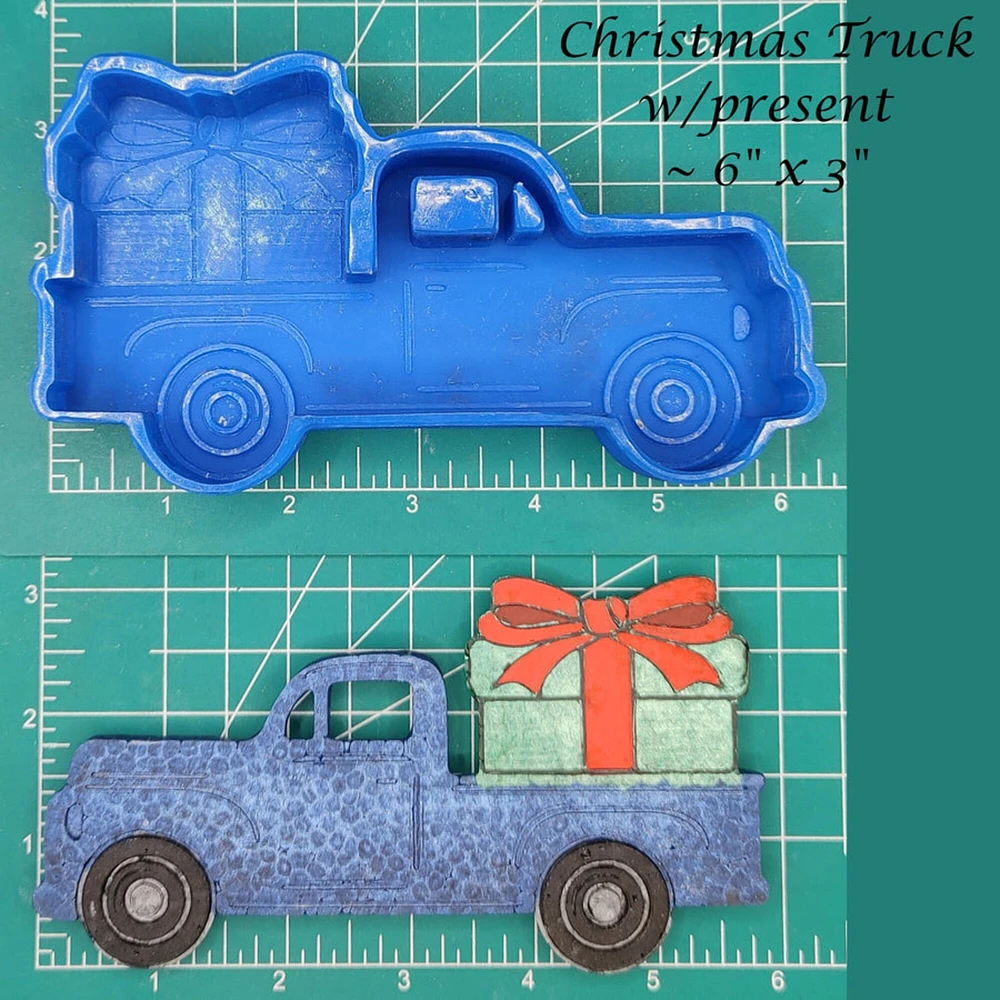 Vintage Truck with Christmas Present Silicone Freshie Mold