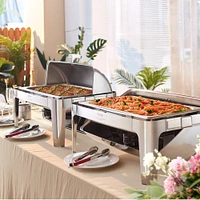 9 Quart Rectangle Roll Top Chafing Dish Set