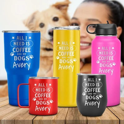 All I Need Is Coffee And My Dog Customize Name Tumbler, Dog Lover Gift, Coffee lover Mug, Pet Dog Lover, Dog Mom Dad