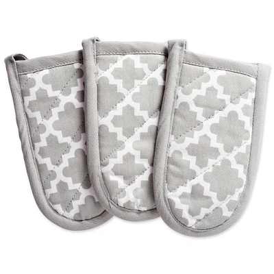 CC Home Furnishings Set of 3 Gray Lattice Patterned Pan Handles 6"