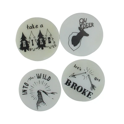 Wild Eye Set of 4 Black and White Wilderness Rustic Coasters with Cork Backing 4”