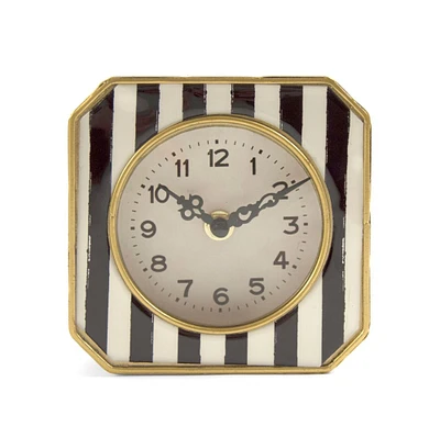 Zentique 5" Black and White Traditional Striped Desk Clock
