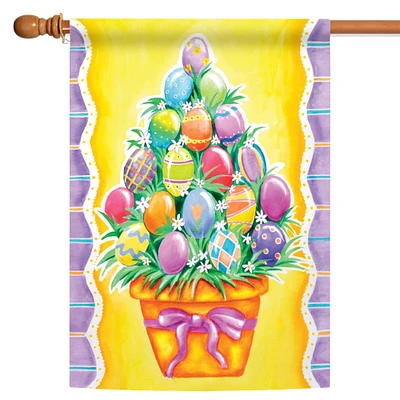 Toland Home Garden Easter Egg Stack on Vase Outdoor House Flag 40" x  28"