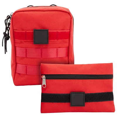 2 Piece Set Empty First Aid Bags, Med Kit Tactical Pouches for Medical Supplies and Gear (2 Sizes, Red)