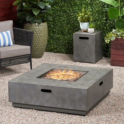 GDF Studio McKinley Outdoor 40-Inch Square Fire Pit with Tank Holder