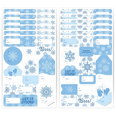 Big Dot of Happiness Blue Snowflakes - Assorted Winter Holiday Party Gift Tag Labels - To and From Stickers - 12 Sheets - 120 Stickers