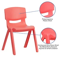 Emma and Oliver 4 Pack Plastic Stackable K-2 School Chair with 13.25"H Seat