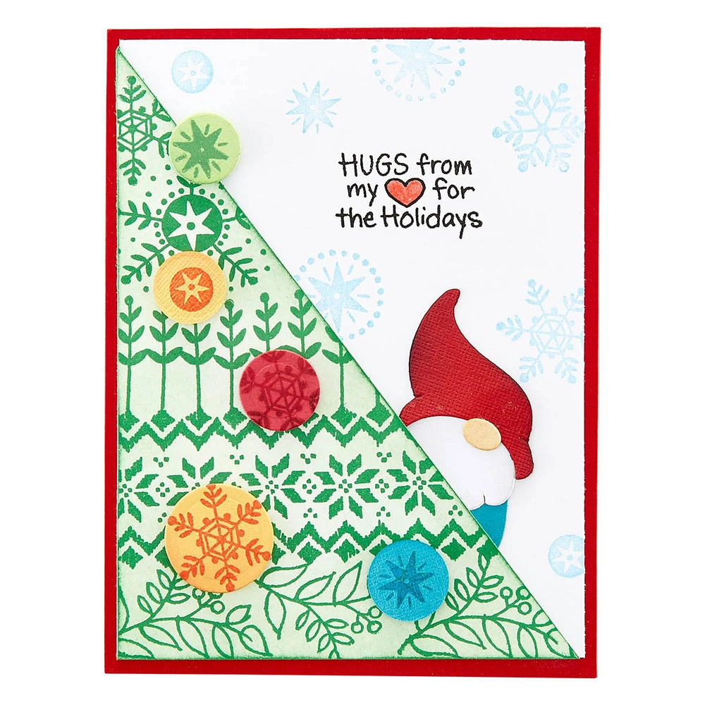 Spellbinders Gnome Hugs Sentiments Clear Stamp Set from the Holiday Hugs Collection by Stampendous