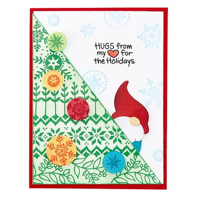 Spellbinders Gnome Hugs Sentiments Clear Stamp Set from the Holiday Hugs Collection by Stampendous