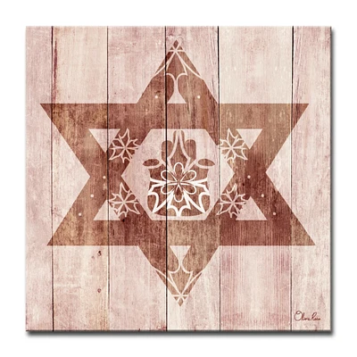 Crafted Creations Brown and Beige Star of David Hamsa Square Wall Art Decor 12" x 12"