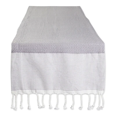 Contemporary Home Living 15" x 72" Gray and White Bordered Table Runner