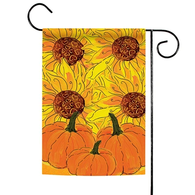 Toland Home Garden Orange and Yellow Sunflowers with Pumpkins Fall Outdoor Garden Flag 18" x 12.5"