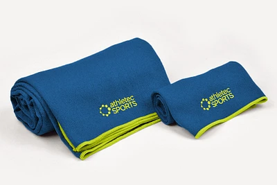 Contemporary Home Living Set of 2 Neon Green and Blue Rectangular Hand Towels 70"