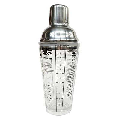 GC Home & Garden 7.25” Clear Glass Cocktail Shaker with Strainer and Lid Top