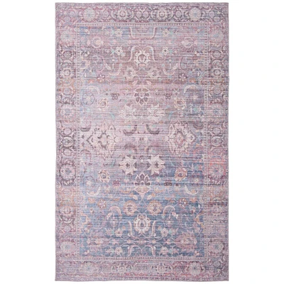 Chaudhary Living 7.5' x 10' Gray and Floral Rectangular Area Throw Rug