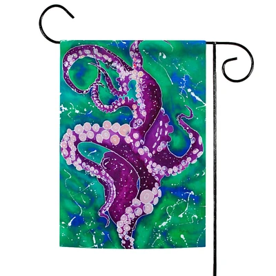 Toland Home Garden Green and Purple Octopus Outdoor Rectangular Mini Garden Flag 18" x 12.5"