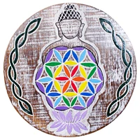 Stoneage Arts Inc 10" Vibrant Buddha Flower of Life Wall Decor