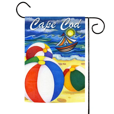 Toland Home Garden Beige and Blue Beach Balls Cape Cod Outdoor Garden Flag 18" x 12.5"