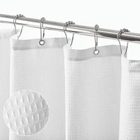 mDesign Cotton Waffle Weave Fabric Shower Curtain