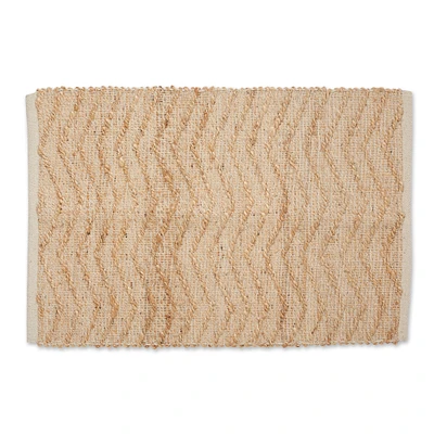 Contemporary Home Living 2' x 3' Off White and Brown with Natural Jute Chevron Hand-Loomed Rug