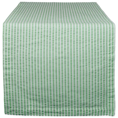 Contemporary Home Living 108" Green and White Seersucker Striped Rectangular Table Runner