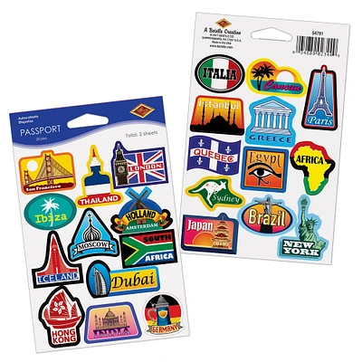 Party Central Club Pack of 12 Multi-Color All Around the World Passport Stickers 6"