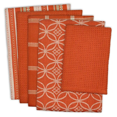 CC Home Furnishings Set of 5 and Ivory Multiple Patterned Dishcloth/Dishtowels 28