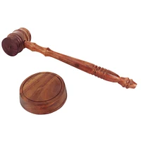 Vintiquewise Wooden Decorative Brown Gavel Hammer with Wood Base Block for Lawyers, Judges, and Courts