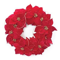 Melrose Poinsettia Artificial Christmas Wreath, 20.5-Inch, Unlit