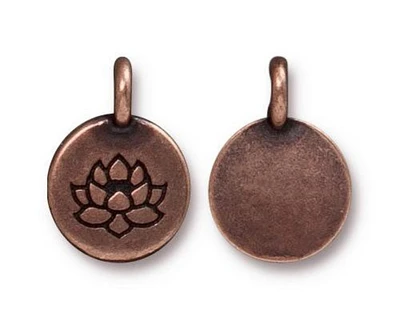 Lotus Charm with Loop 11.6mm Antique Copper Plated