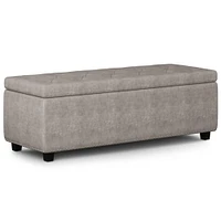 Simpli Home Hamilton Large Storage Ottoman Bench in Distressed Vegan Leather