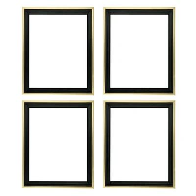 Creative Mark Illusions Floater Frames - Walnut/Gold - 4 Pack of ¾’’ Deep Floating Frames for Stretched Canvas Paintings, Artwork, and More