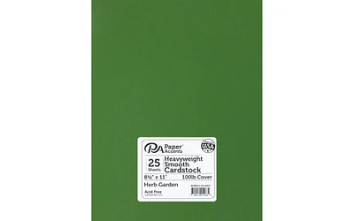 PA Paper Accents Heavyweight Smooth Cardstock 8.5" x 11" Herb Garden, 100lb colored cardstock paper for card making, scrapbooking, printing, quilling and crafts, 25 piece pack