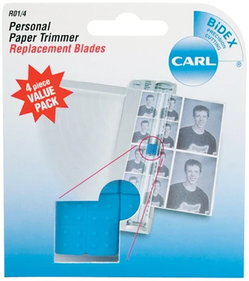 Carl Personal Paper Trimmer Replacement Blades 4/Pkg-Straight
