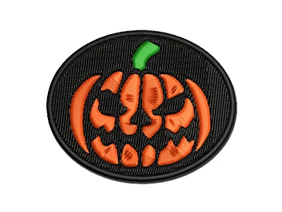 Spooky Halloween Jack o Lantern Pumpkin Multi-Color Embroidered Iron-On Patch Applique