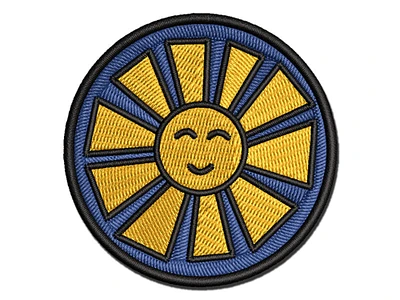 Smiling Sunshine Multi-Color Embroidered Iron-On Patch Applique