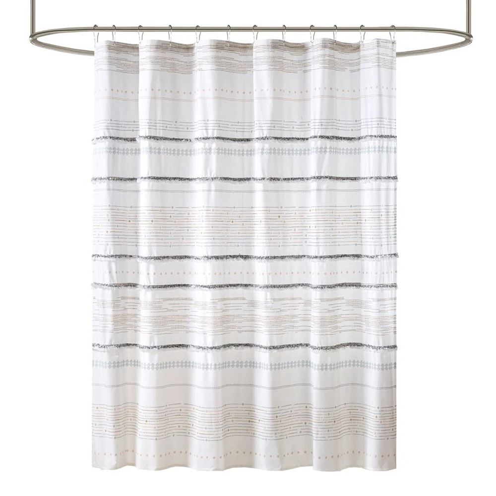 Gracie Mills   Hogan Cotton Printed Shower Curtain with Trims - GRACE-13522