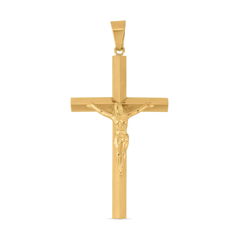 18K Gold PVD Coated Large Crucifix Cross Stainless Steel Pendant