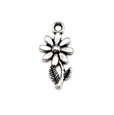 4, 20 or 50 Pieces: Small Silver Flower Charms