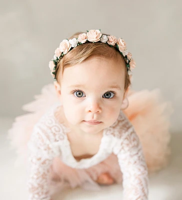 Blush Pink Newborn Flower Crown, Toddler Flower Crown, Baby Flower Crown, Baby Headband, Toddler Floral Crown, Flower Girl Crown