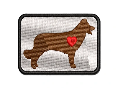 Border Collie Dog with Heart Multi-Color Embroidered Iron-On Patch Applique