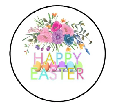 Easter Eggs Spring Flowers Sticker, Nugget Label, Envelope Seal, Scrapbooking
