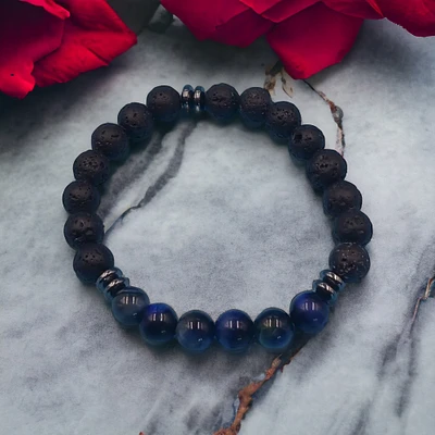 Lava Stone and Lapis Lazuli Essential Oil Diffuser Bracelet