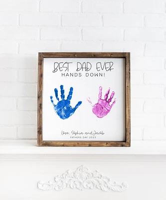 DIY Handprint Sign, Fathers Day Gift from Kids, Best Dad Ever Gift