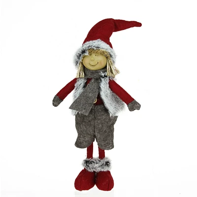 Northlight 13.5" Young Boy Gnome in Faux Fur Vest Christmas Tabletop Decoration