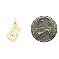 14K Yellow Gold Medium Script Initial Letter G Charm Jewerly 19mm x 10mm